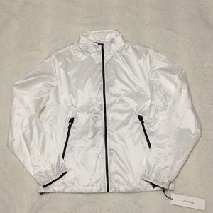 NEW Calvin Klein Lightweight Athletic Windbreaker, Size S, White